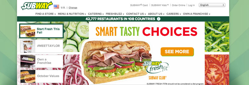 Subway website design example
