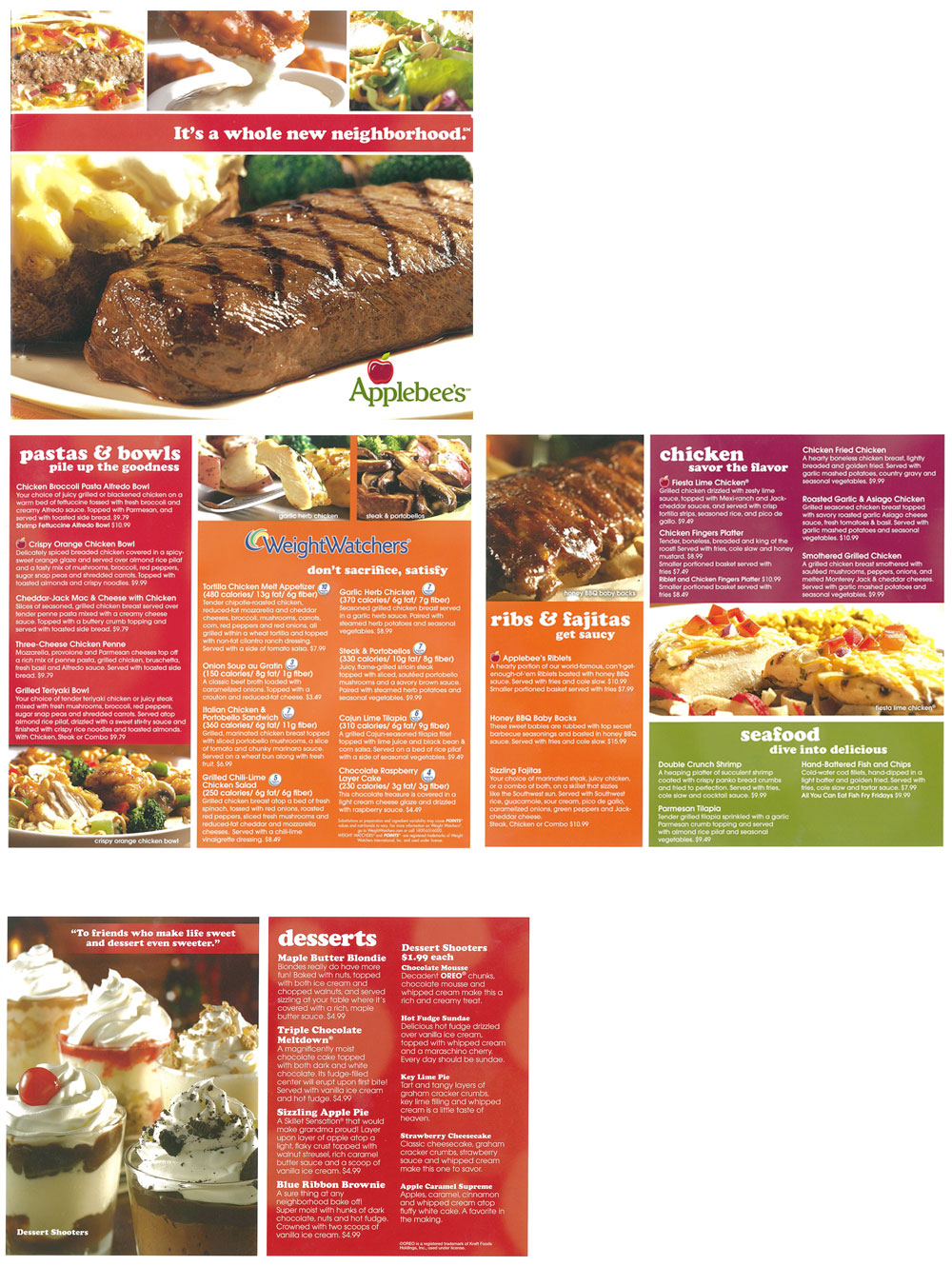 Restaurant menu pages shown to help students analyze their design qualities