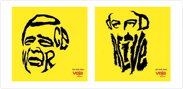 Various design and advertising examples demonstrating different ways to layout a design creatively.