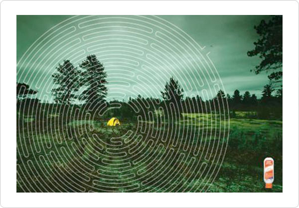 Advertising example demonstrating the design principle radial balance