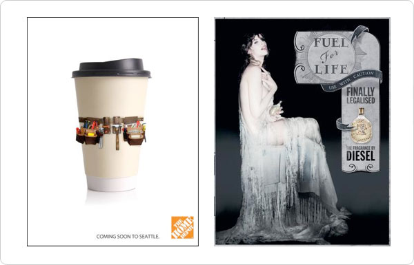 Advertising example demonstrating the design element shape