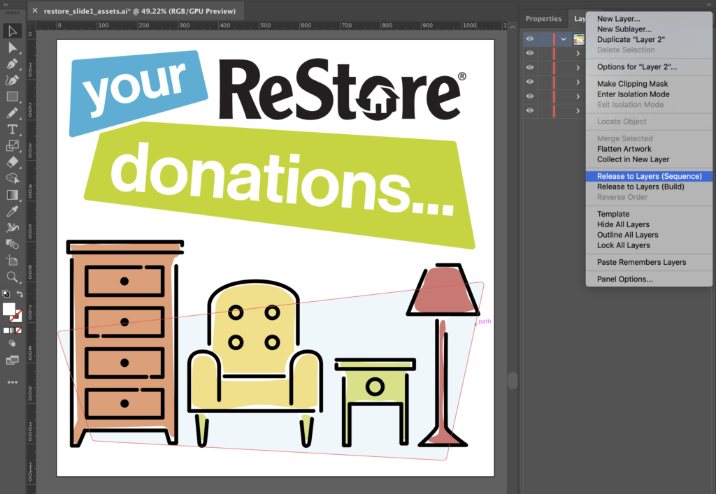 Screen shot of how the layers should look in Illustrator