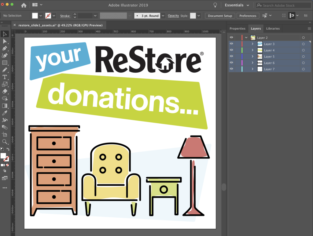 Screen shot of how the layers should look in Illustrator