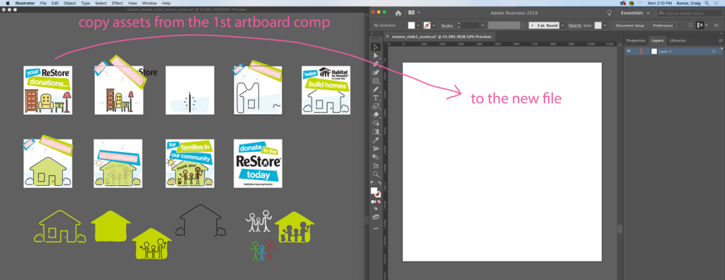 Image showing how to copy an image from a comp in Illustrator