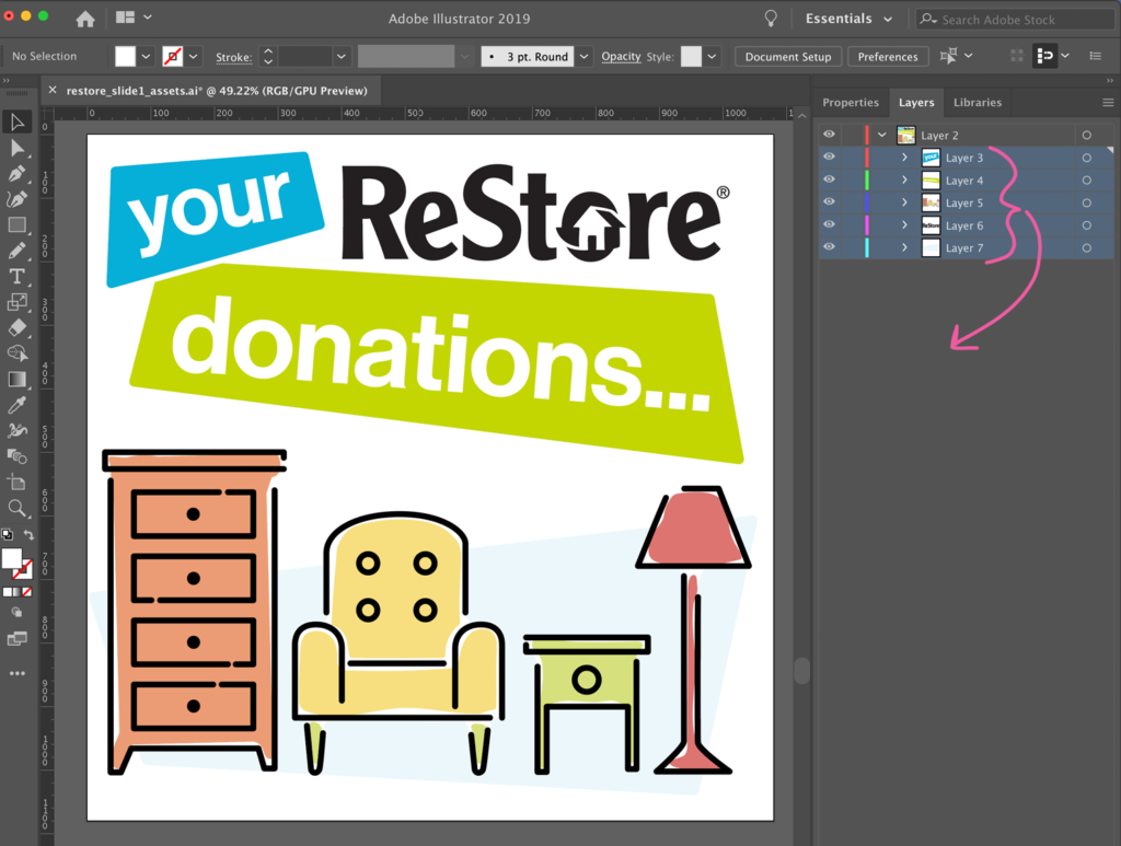 Image showing how to drag selected layers to the artboard