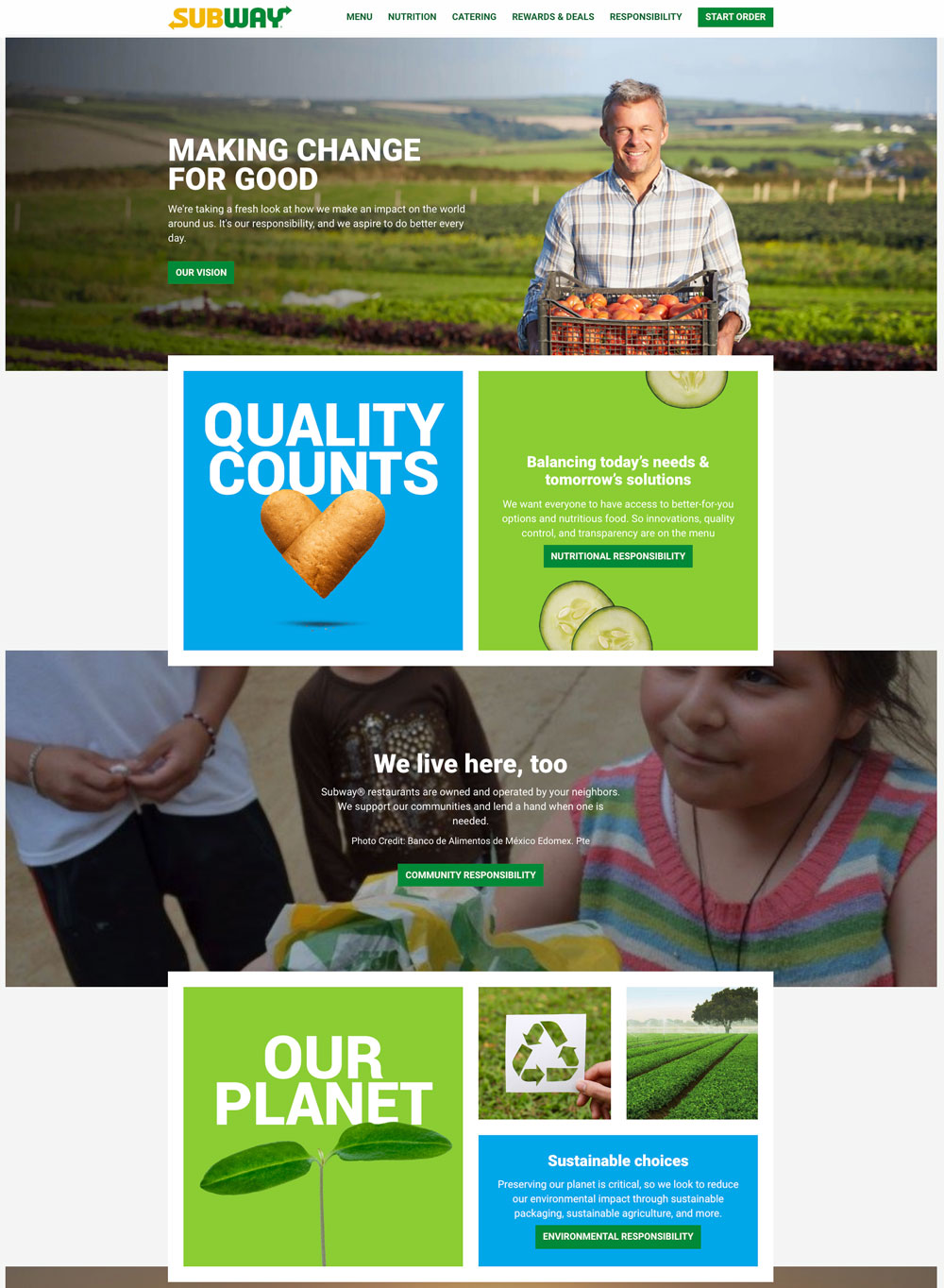 Subway good stewardship website screen capture