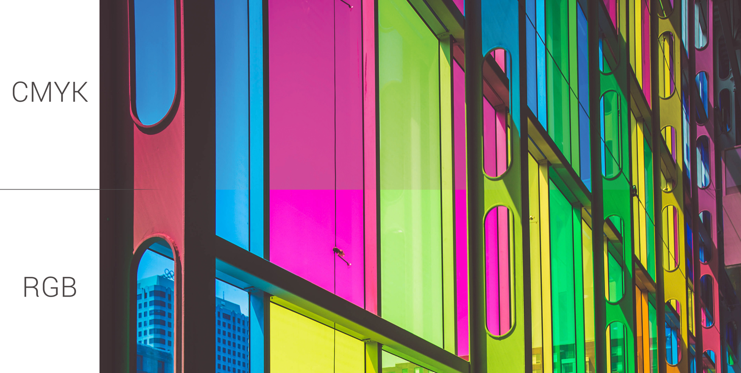 Image comparing RGB and CMYK color gamut shifts