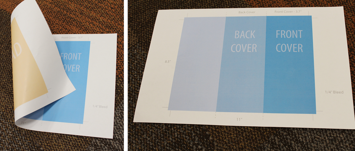 Photo showing a duplexed brochure before trimming.