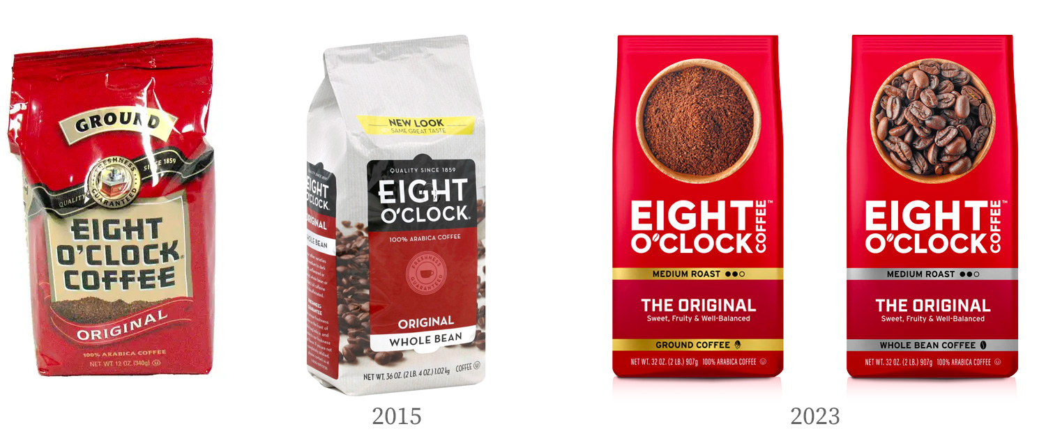 Eight O'Clock Coffee Design Example -  New packaging Minimalistic Trend