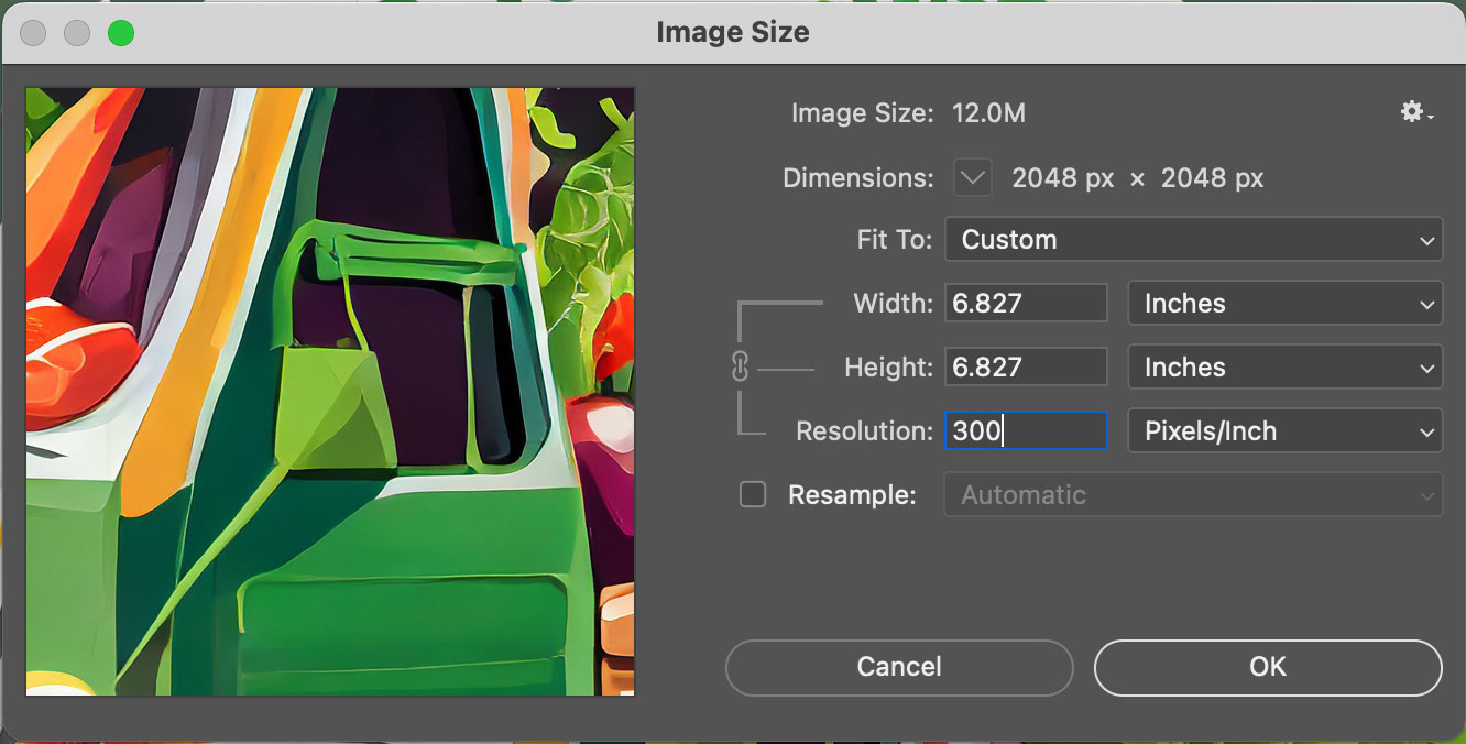 Set image size in Photoshop