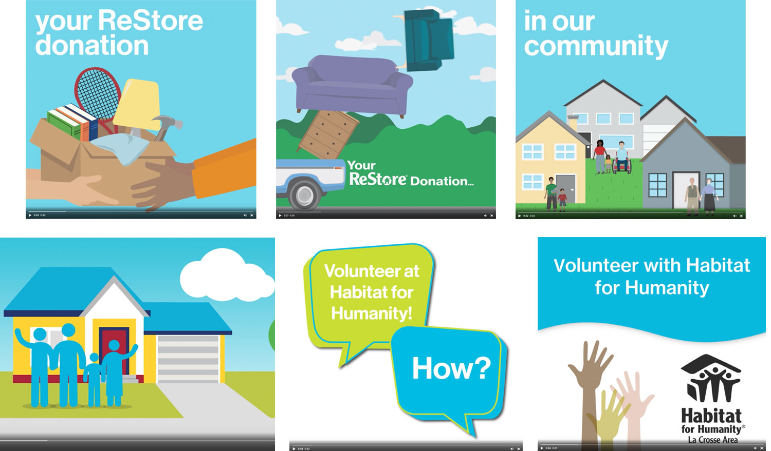 Thumbnail showing multiple examples of student marketing animated videos