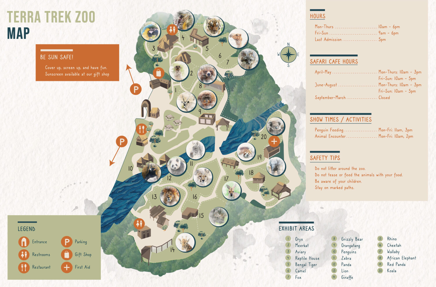 Student examples of a brochure with a map