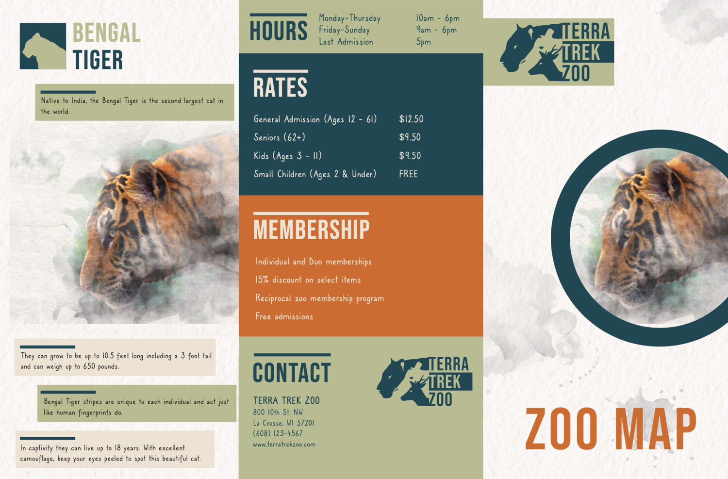 Student examples of a brochure with a map