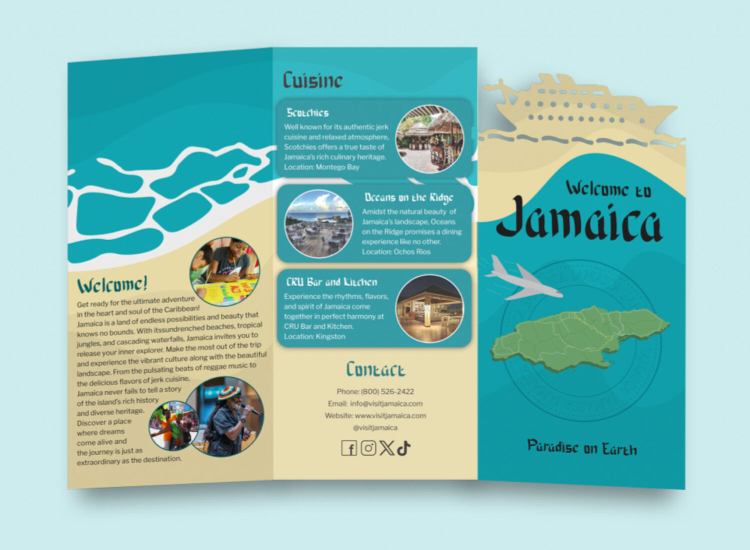 Student examples of a brochure with a map