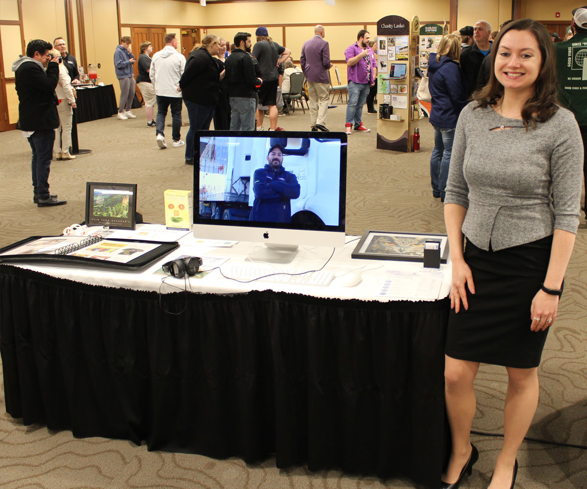 Photo of a student booth at the Design Showcase