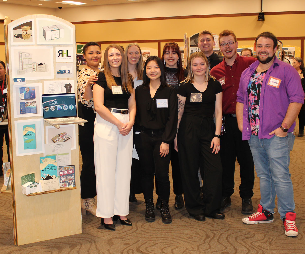 Photo of a student booth at the Design Showcase