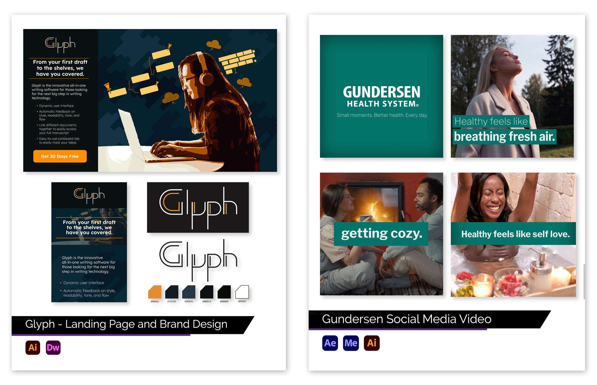 Student example portfolio page design
