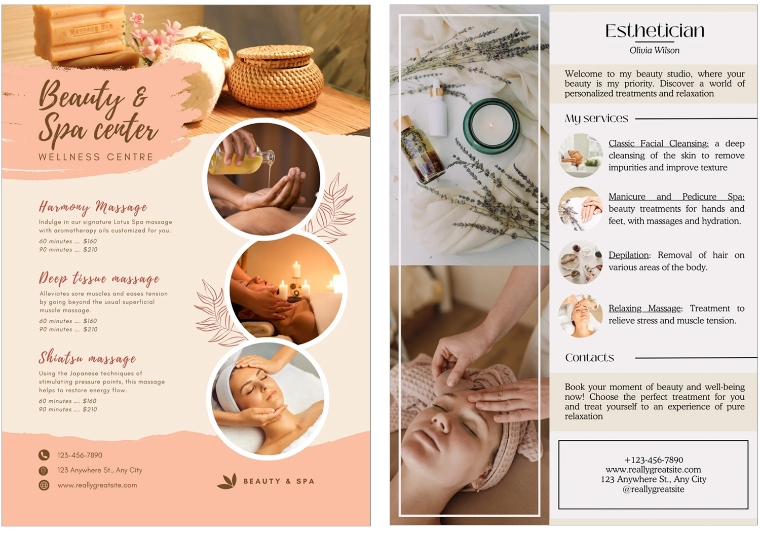 Design examples of a 1-page promotional flyer.