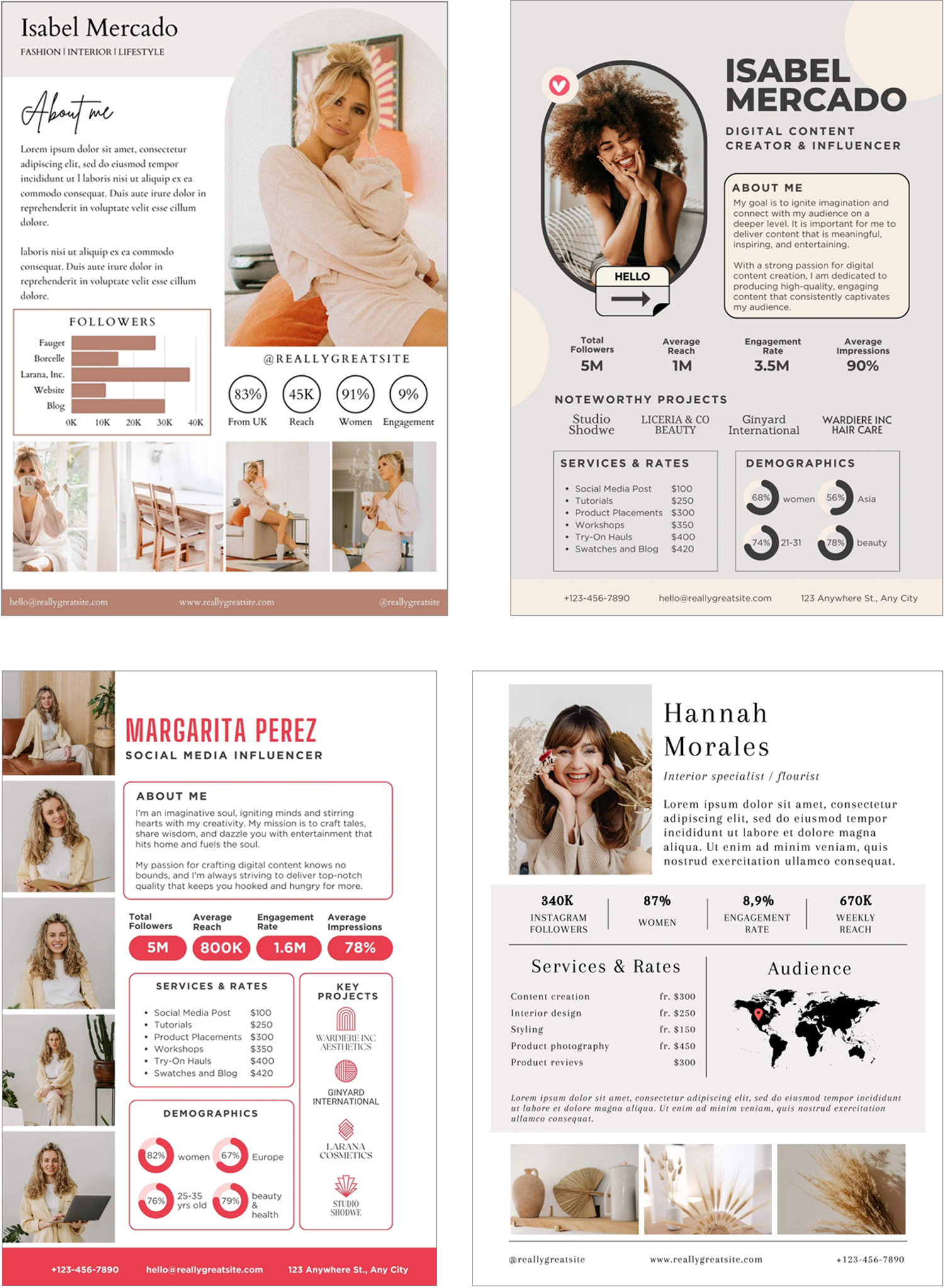 1-Page media kit design examples