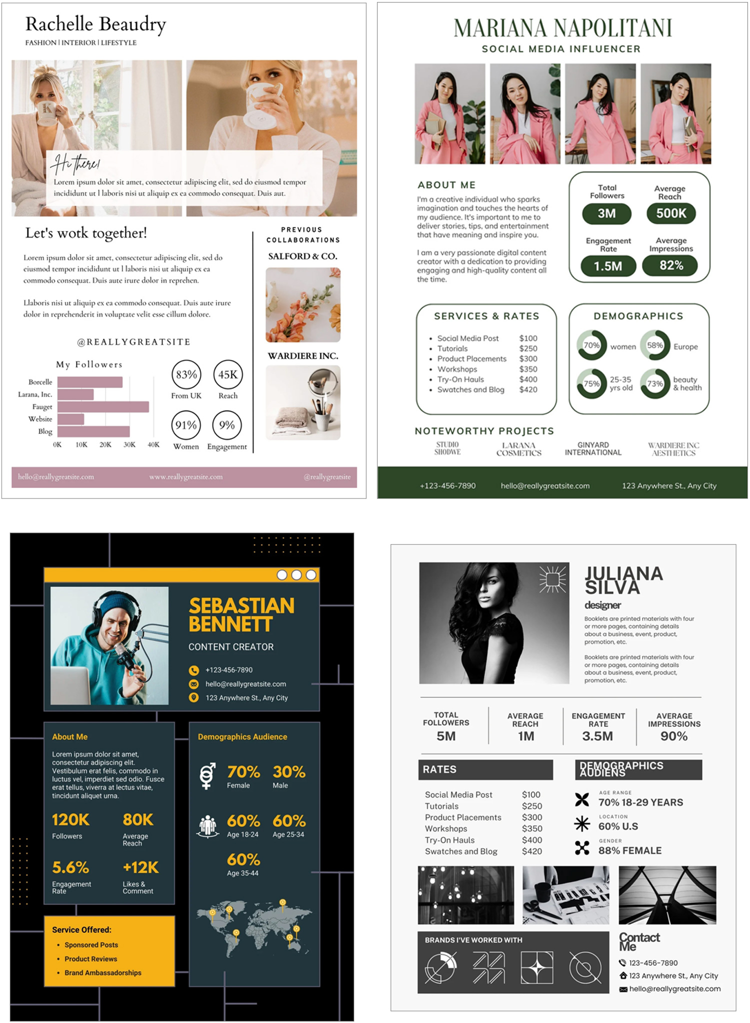 1-Page media kit design examples