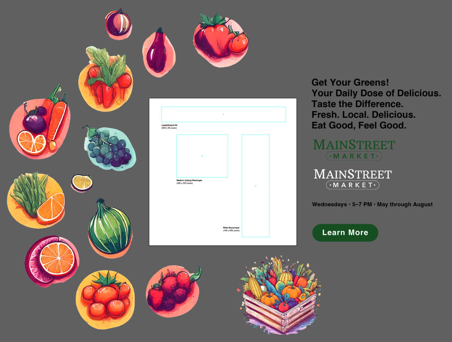 Web ad design assets and template thumbnail