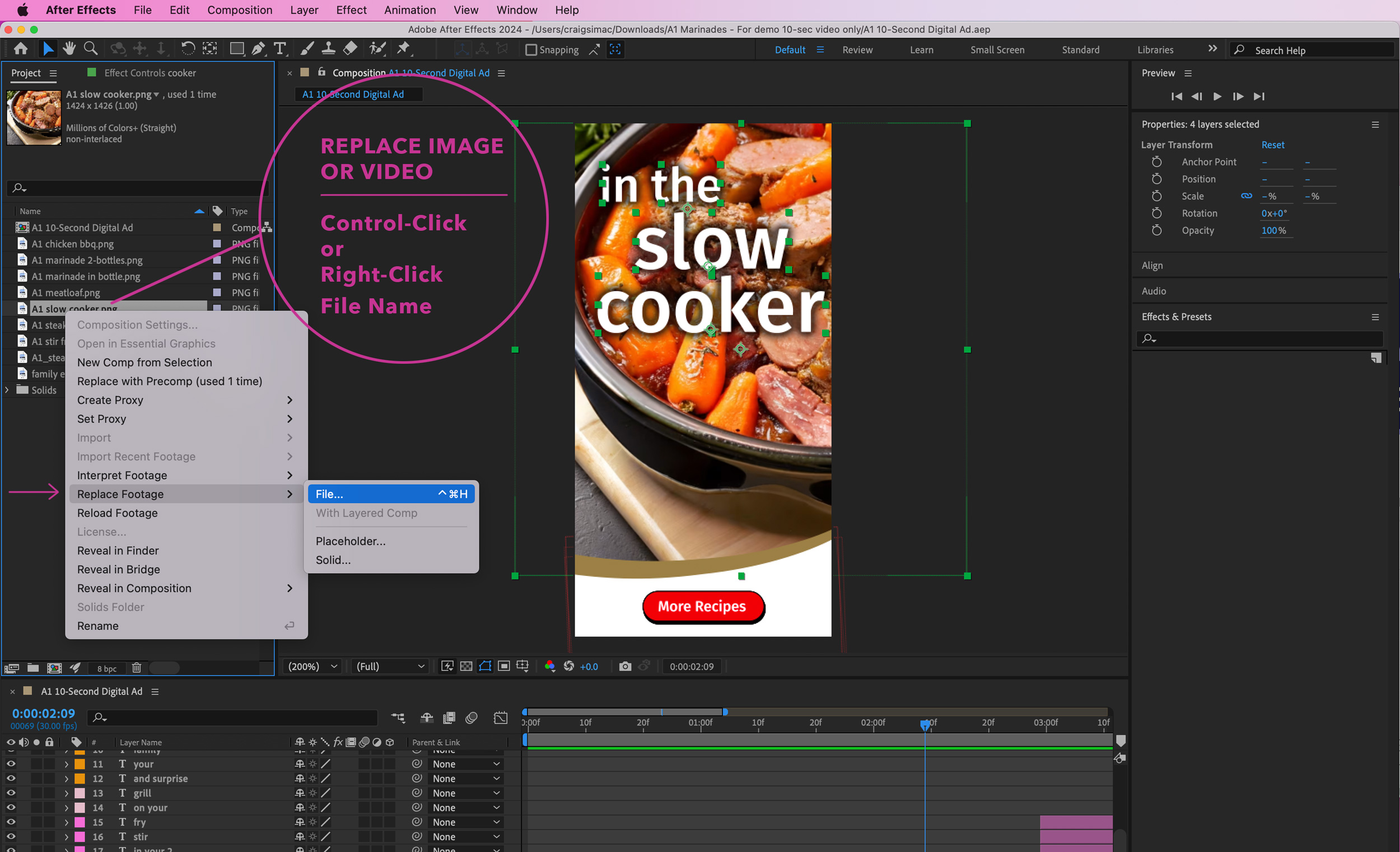 How to replace a file in After Effects