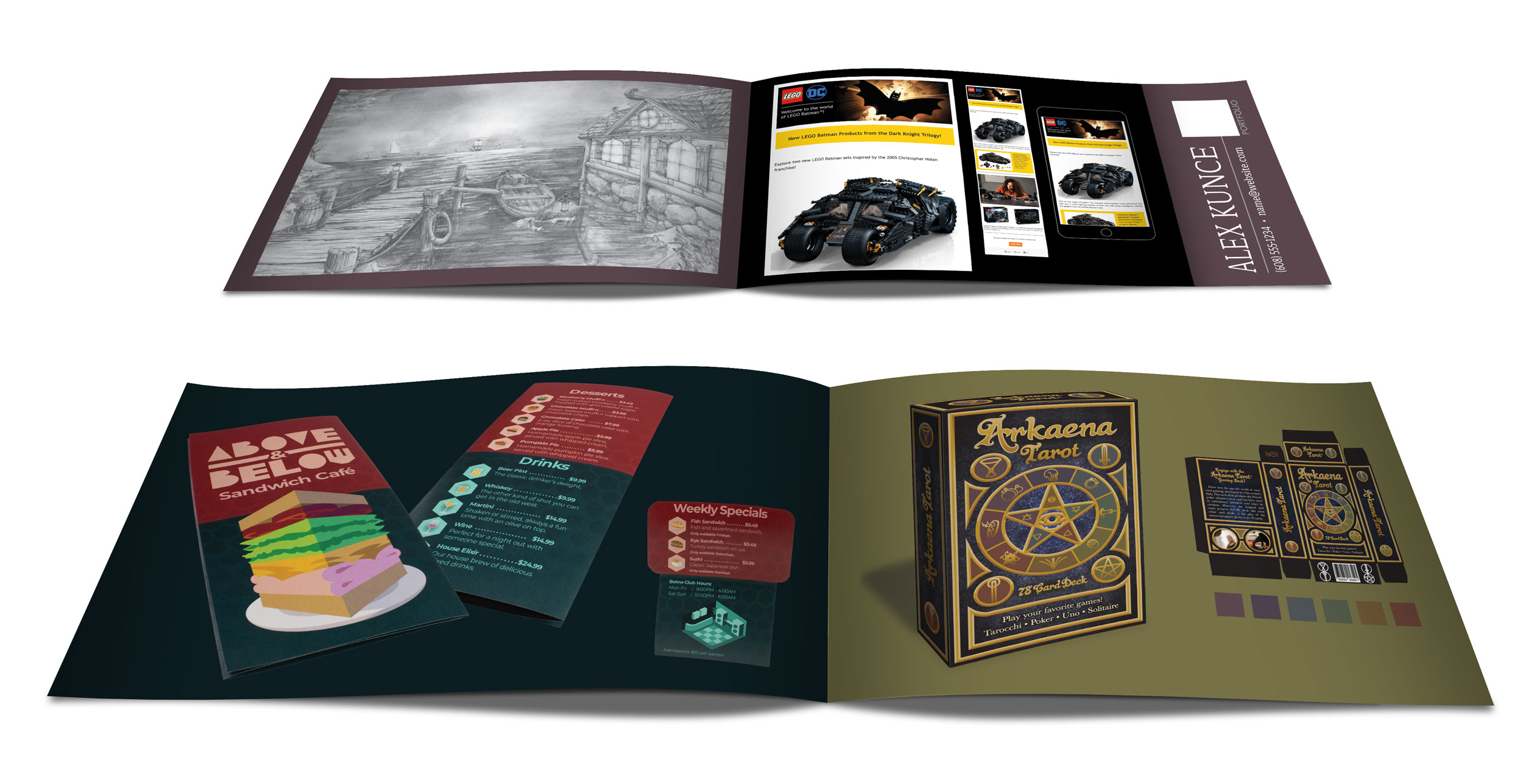Image of a mocked up portfolio brochure - both inside spreads