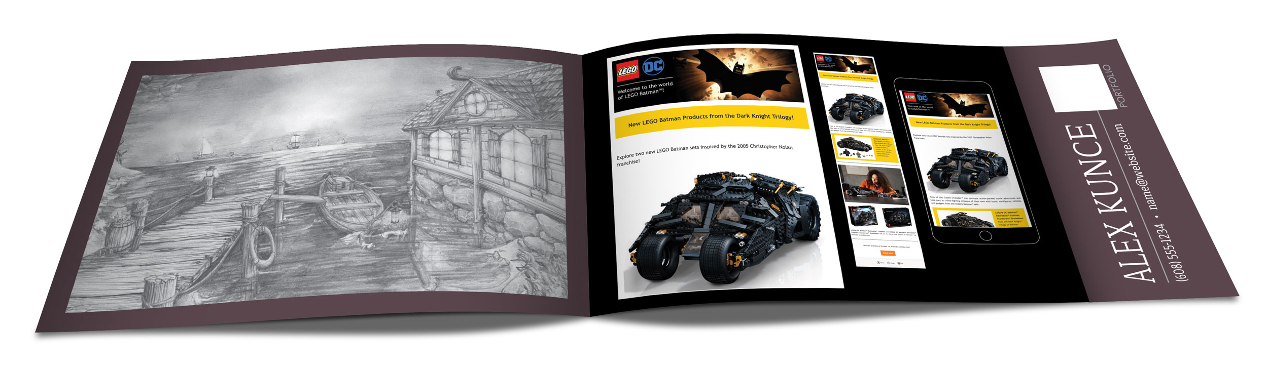 Image of a mocked up portfolio brochure - inside spread