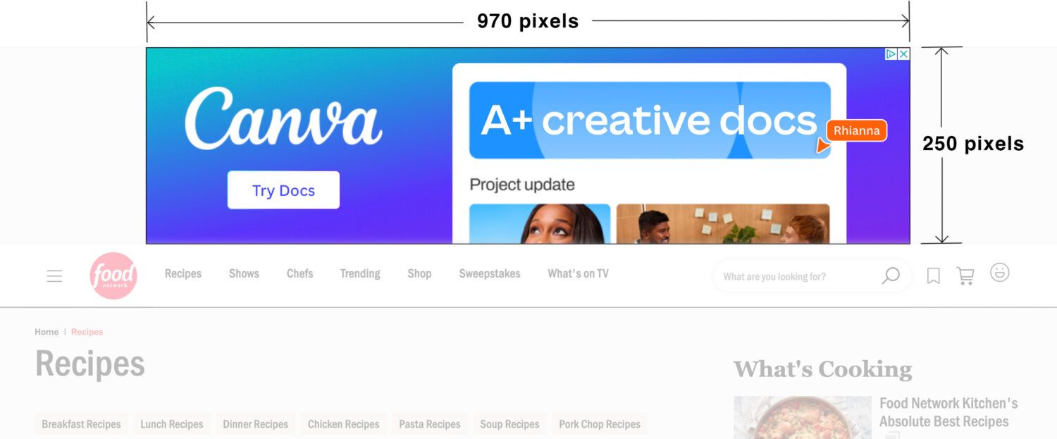 Wed ad placement on a website