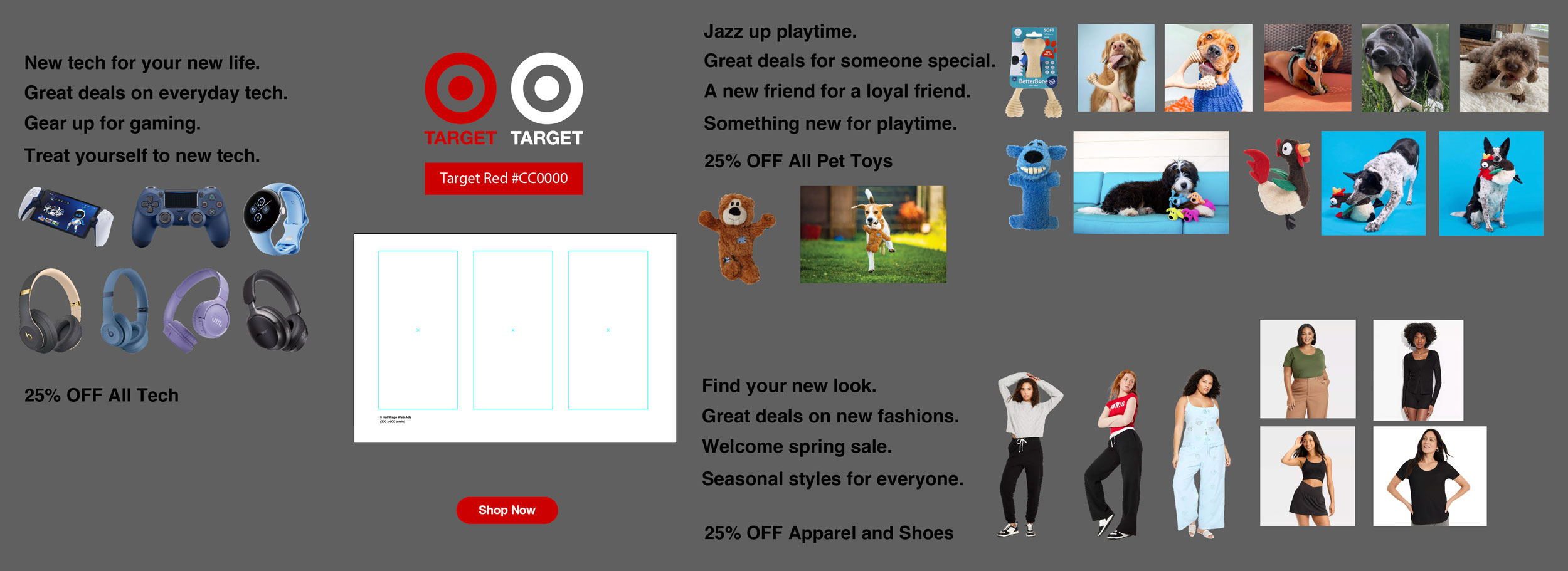 Web ad design assets and template thumbnail