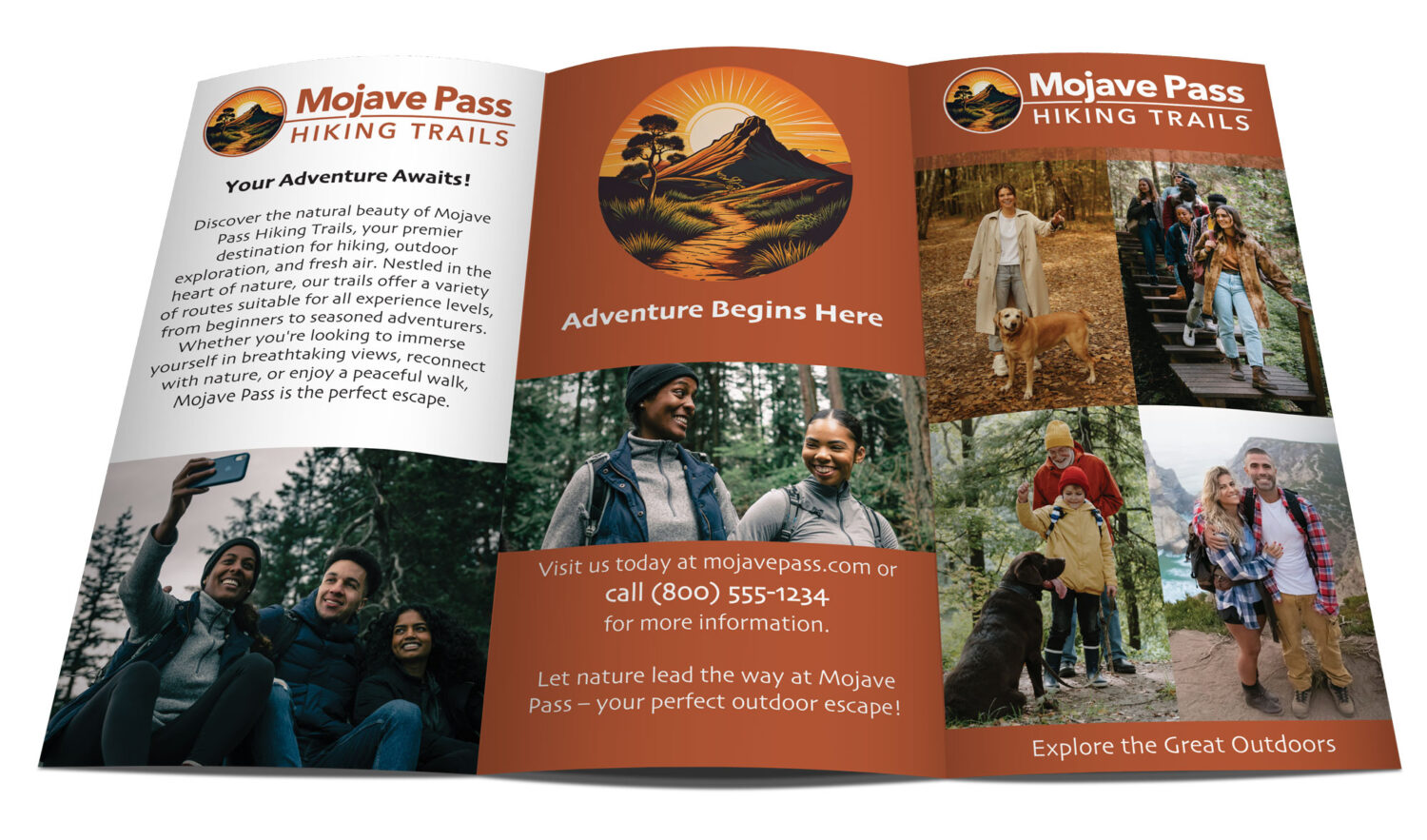 Student examples of a brochure with a map mocked up digitally