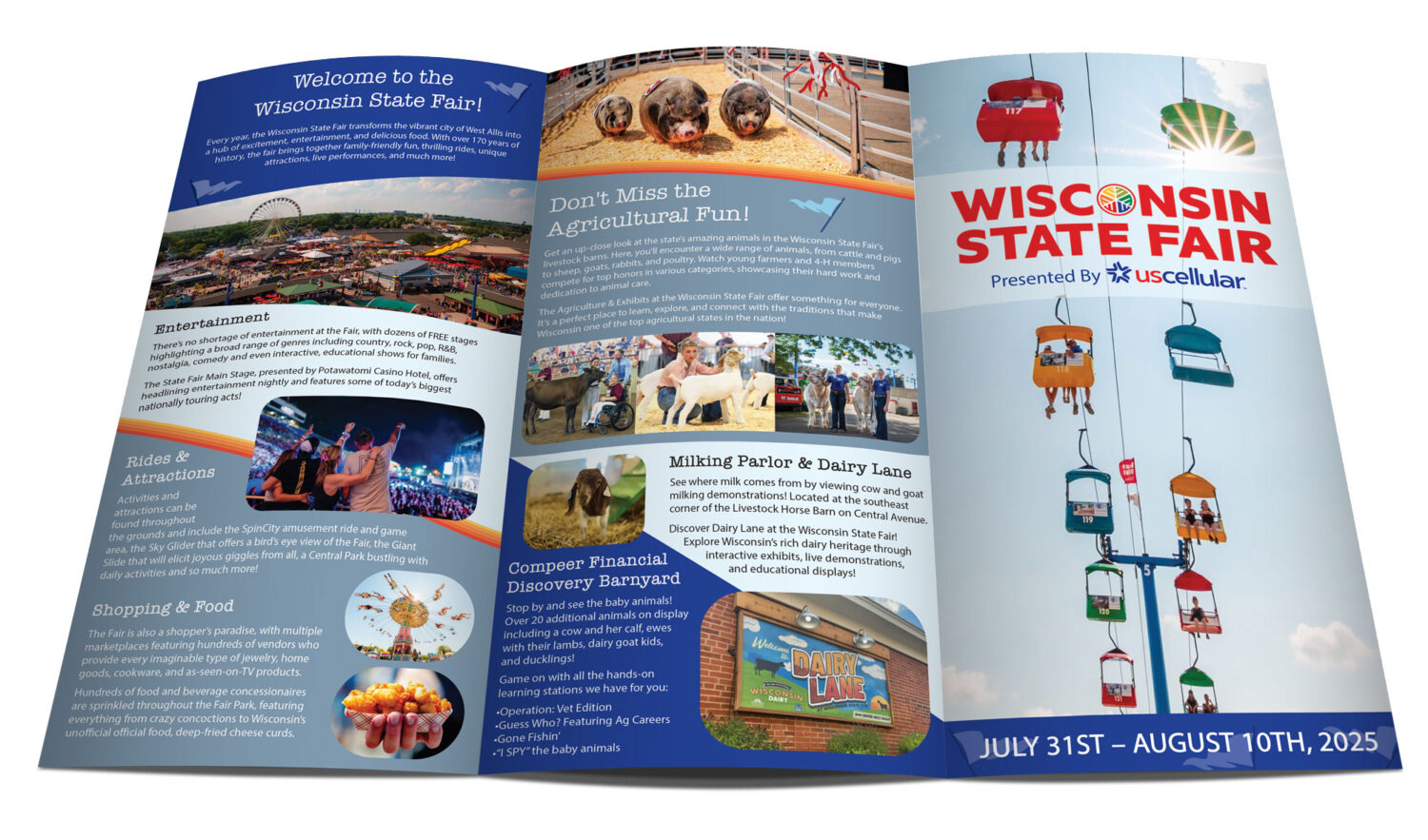 Student examples of a brochure with a map mocked up digitally
