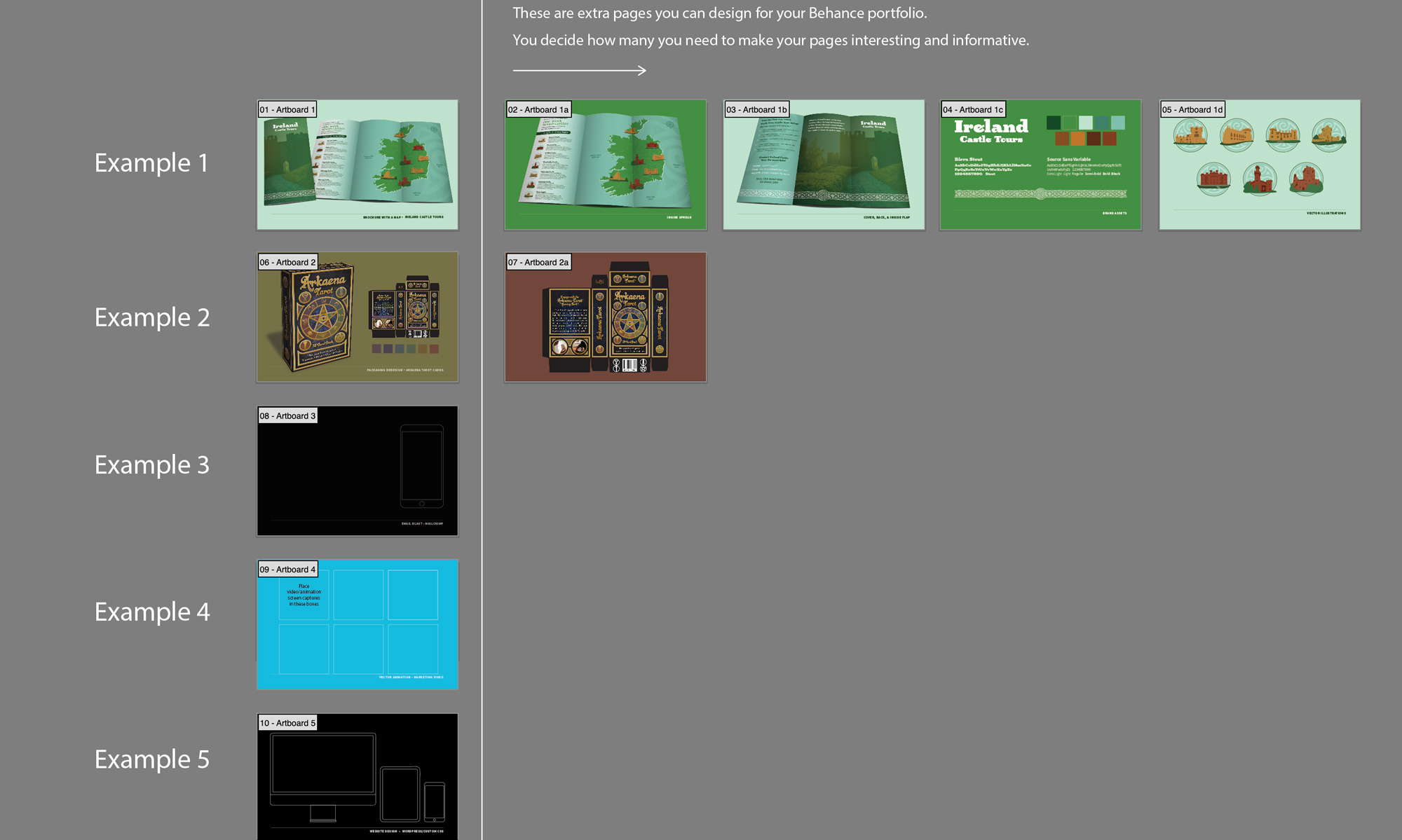 Screen capture from Adobe Illustrator showing the opened portfolio design template.