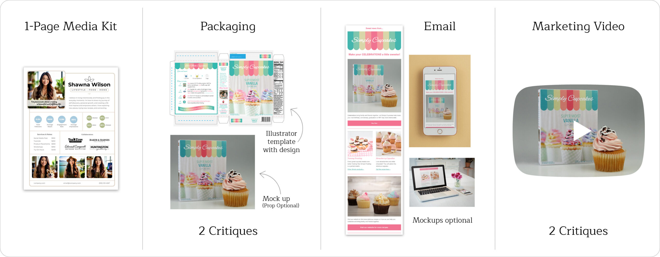 Graphic showing the design projects students will complete in this class
