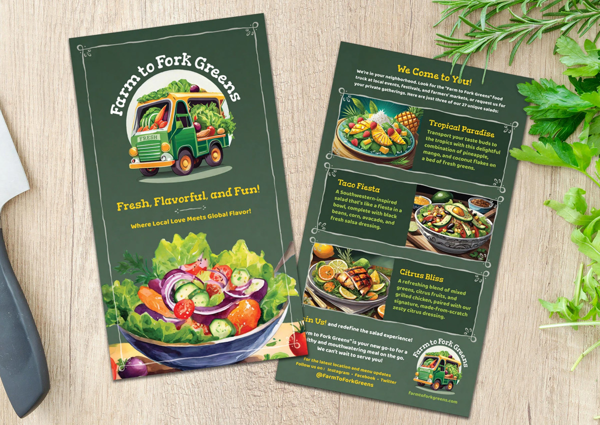 Example of a 2-sided flyer design project from this class