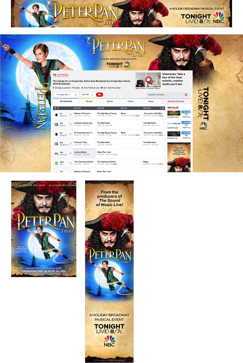Web ad designs for Peter Pan