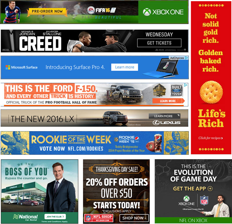 Web ad design examples of call to action buttons