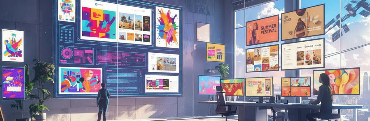 Image of an artistic representation of what a future graphic design work area might look like.