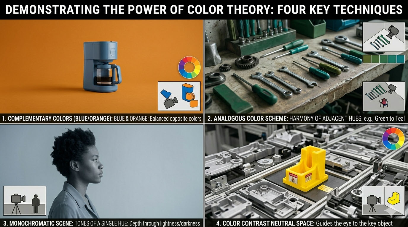 Visual showing the principles of photography and video color theory.