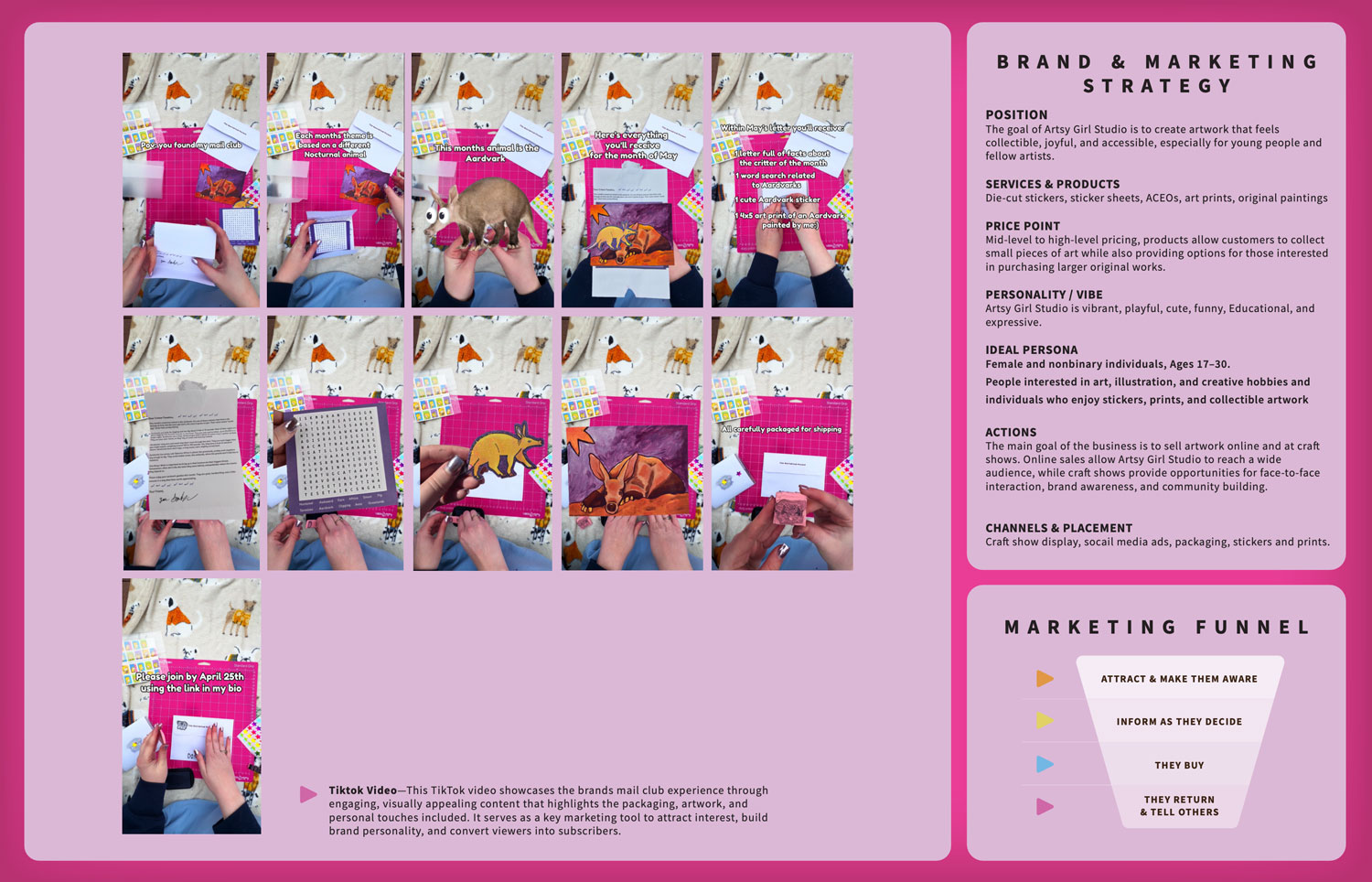 Example visual showing student examples of a 2-page portfolio spread for their marketing campaign.