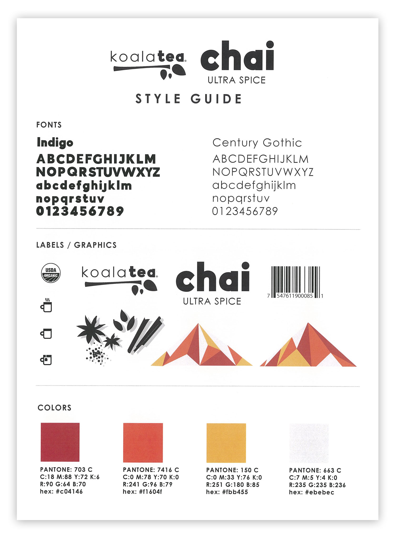 Example of a student created brand guideline page.
