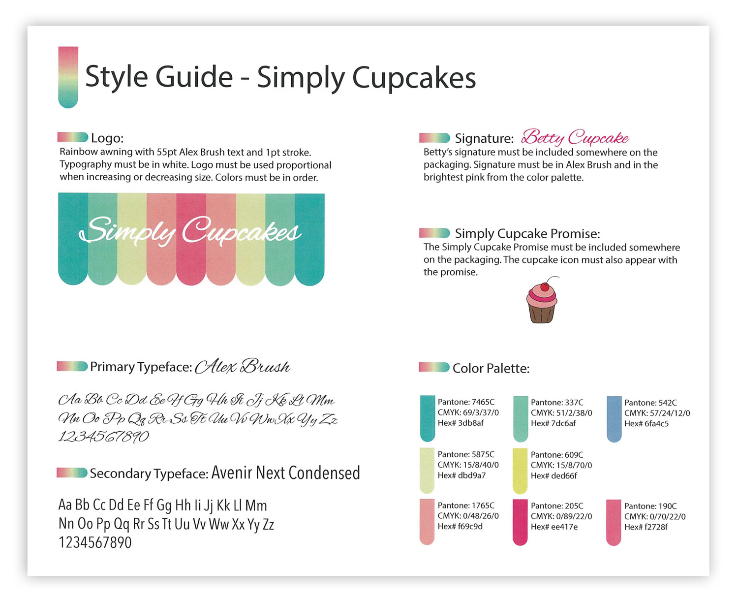 Example of a student created brand guideline page.