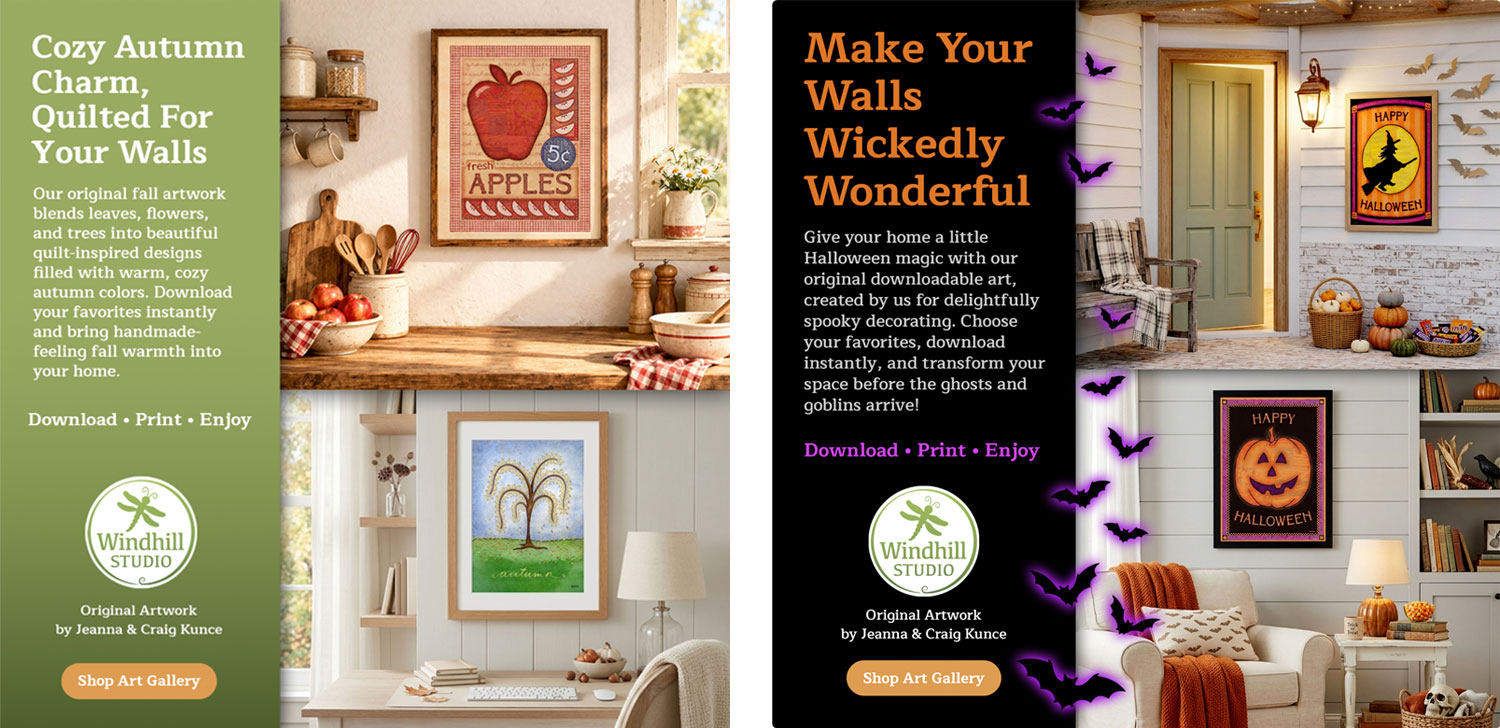 Examples of two social media ads.