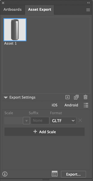 Screen capture showing the 3D export settings in Illustrator.