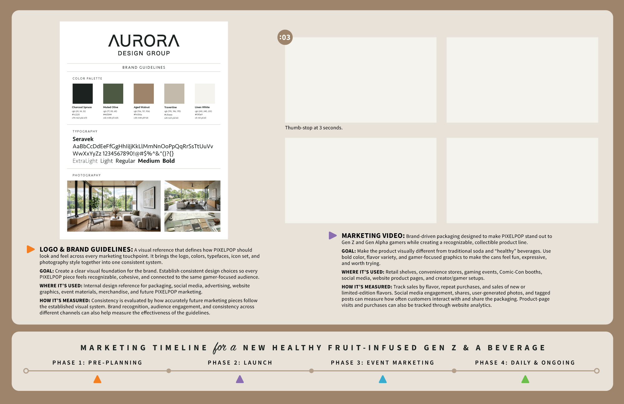 Example of a 2-page portfolio spread for an interior design agency and all the marketing material designed for it.