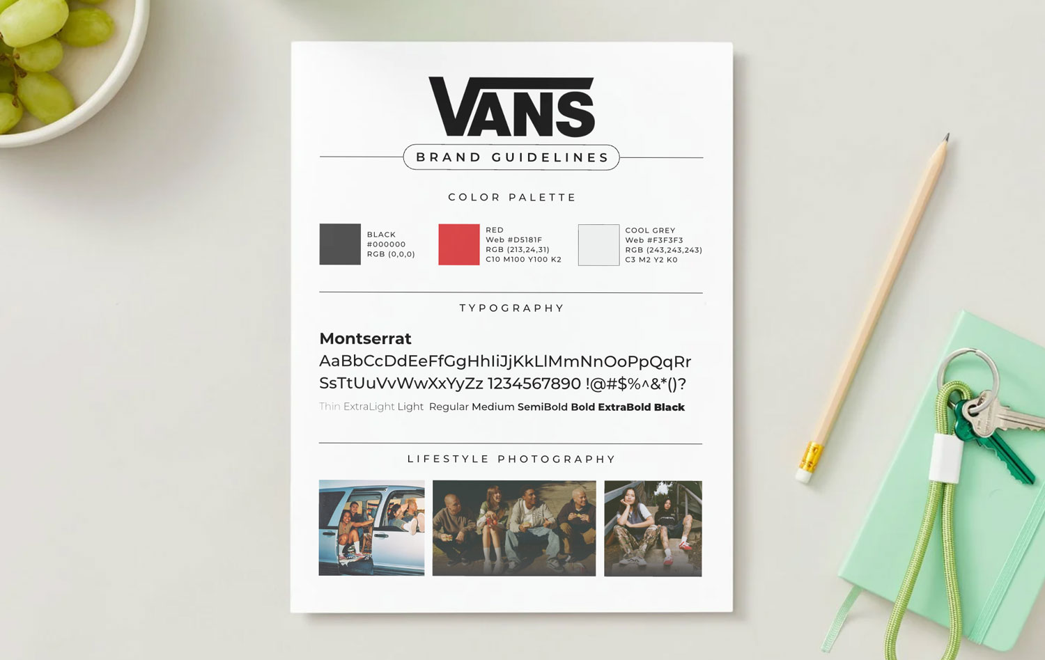 An example of a brand guidelines page for Vans shoes.