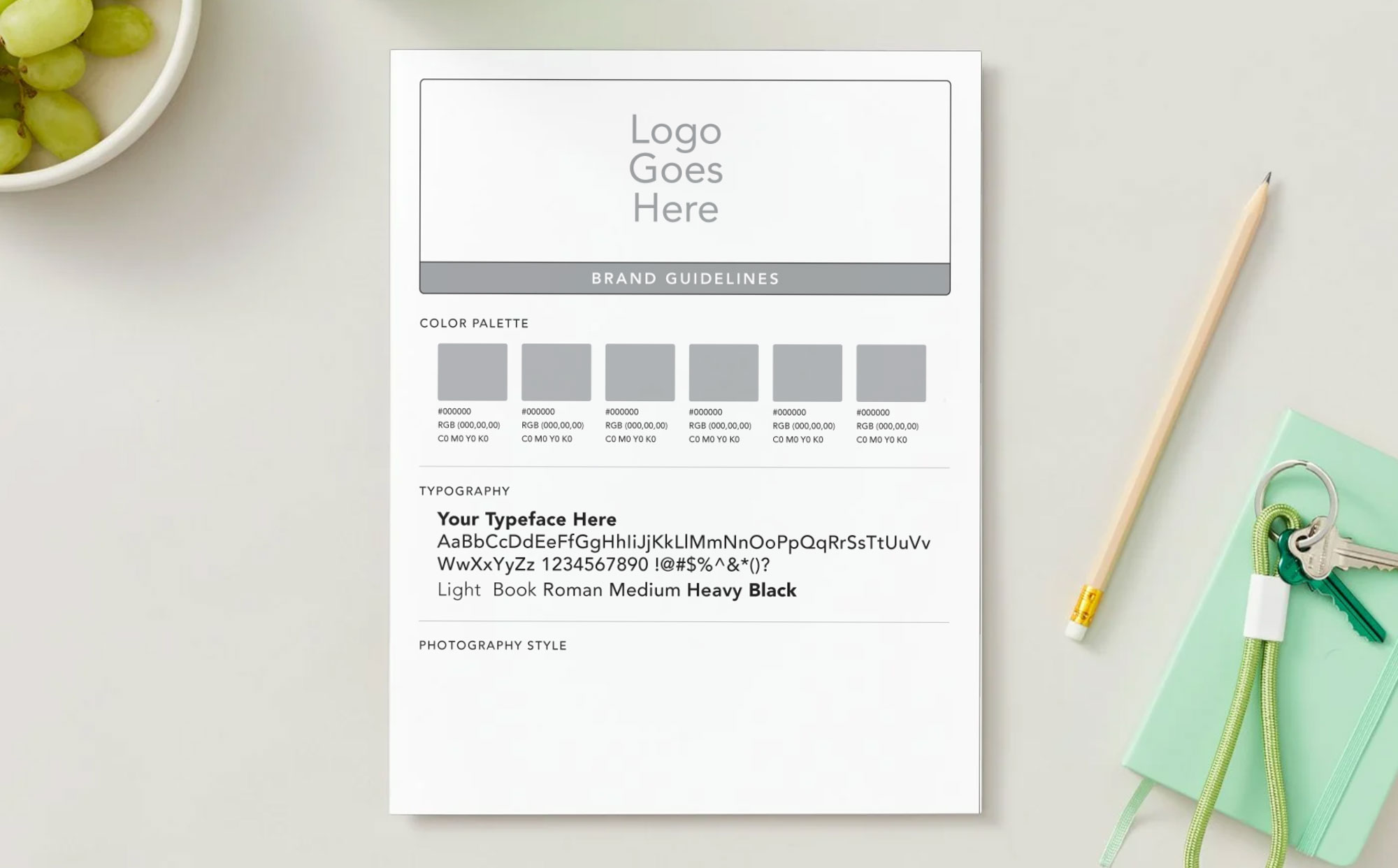 An example of a brand guidelines template.