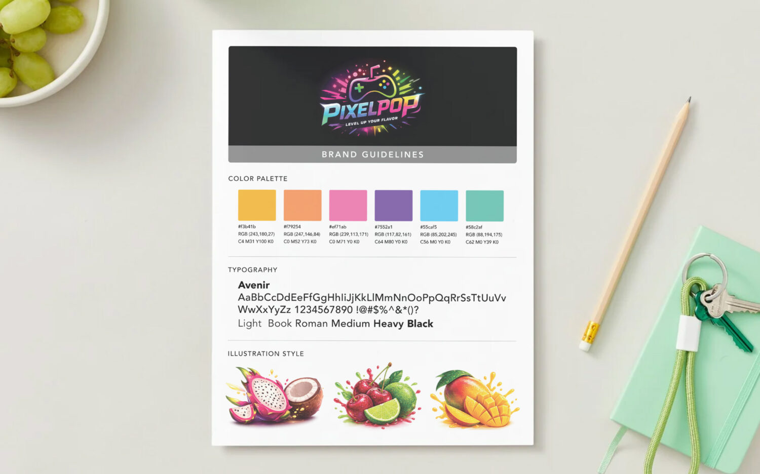 An example of a brand guidelines page for an energy drink brand.