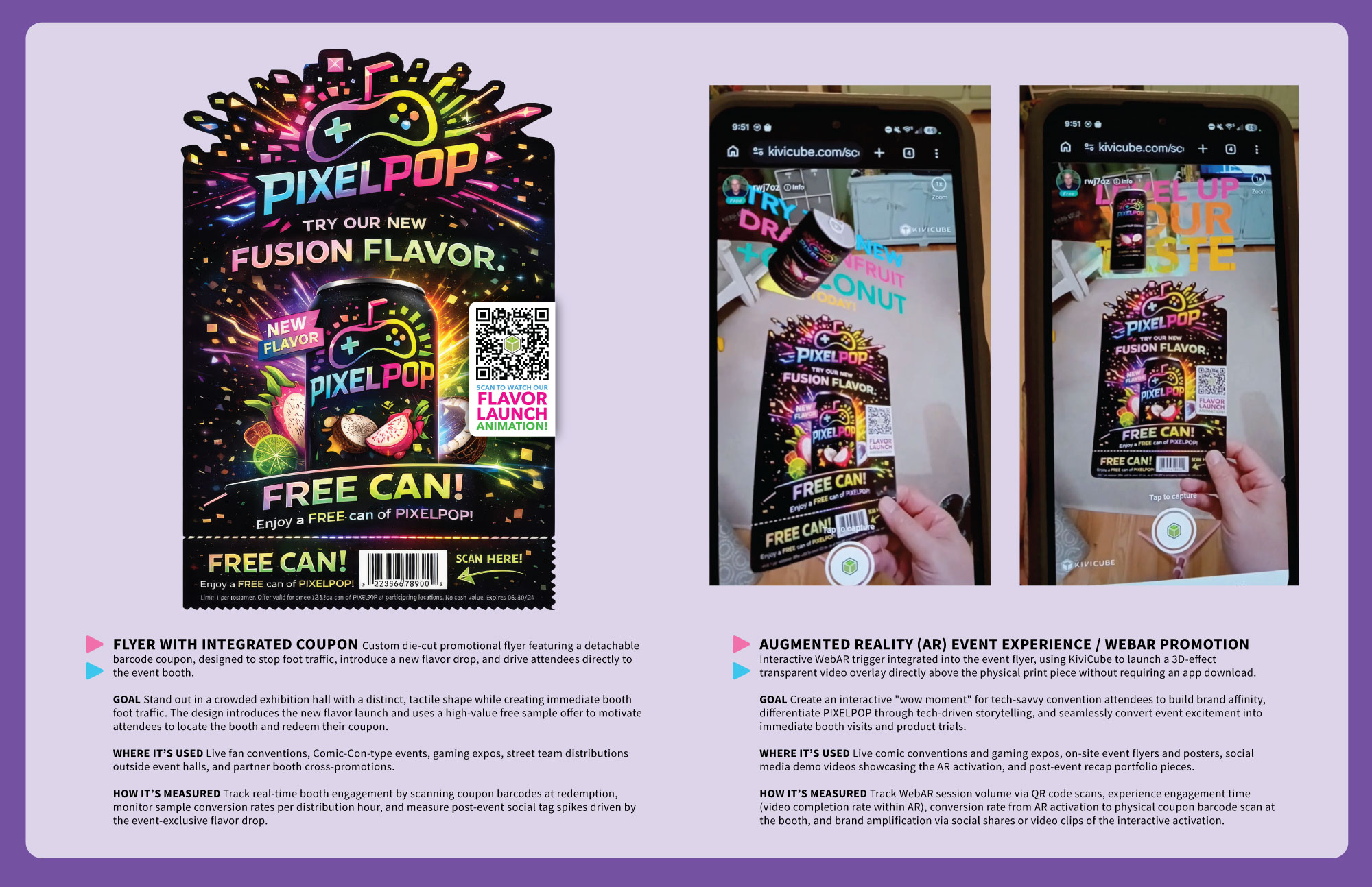 Example of a graphic designer's portfolio page showing a marketing campaign with marketing material they designed.